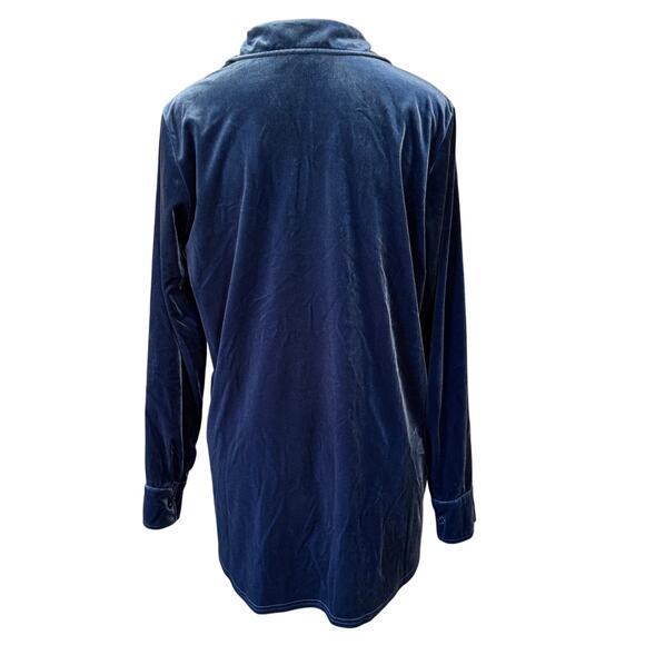 Soft Surroundings Legion Blue Velvet Boyfriend Tunic Shirt Women's Medium EUC - Picture 4 of 10